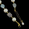 Armband aus Aquamarin Perlen mit Zitronenquarz Rosenquarz