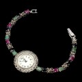 925 Markasit Smaragd Rubin Armbanduhr