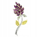 Brosche natürliche Granaten Silber Diopsid Blume