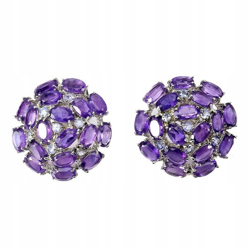 Silberohrringe natürlicher Amethyst Tansanit 3