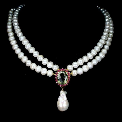 Natürliche rubin Amethyst-Perlenkette