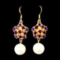Sterling Silber natürliche Amethyst Ohrringe Perle Granat 3