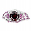 Natürlicher Silberring mit Granat, g 19 Zirkonia