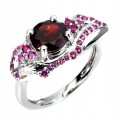Natürlicher Silberring mit Granat, g 19 Zirkonia