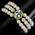 Armband Topas himmelblau Naturperlen und Zirkonia
