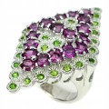 Ring Diopsid Granat Rhodolit natur g 16,5