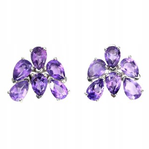 Silberne zarte natürliche Amethyst-Ohrringe 3