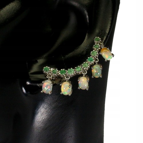 Silberohrringe Feuer opal Smaragde natur 3