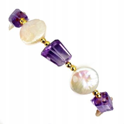 Wunderschönes Armband aus natürlichen Amethysten Perle 925