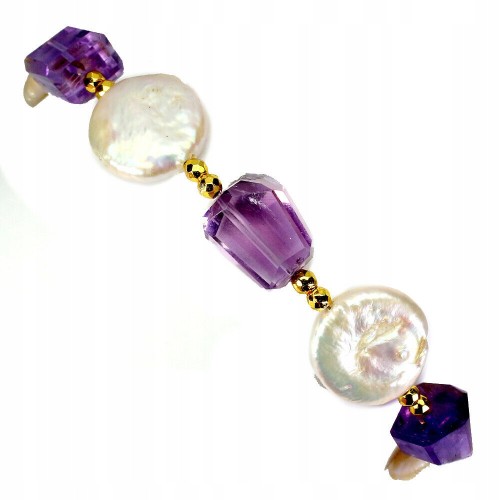 Wunderschönes Armband mit natürlichen Amethyst Perlen 925
