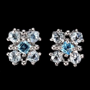Zarte natürliche Sky Swiss Blue Topas Ohrringe 4