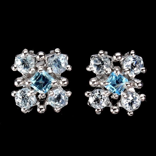 Zarte natürliche Sky Swiss Blue Topas Ohrringe 4