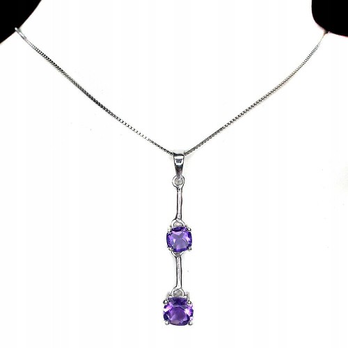 925 Zarte Silberkette mit natürlichen Amethysten