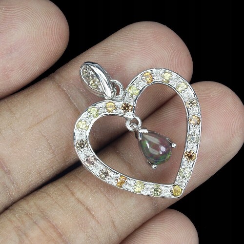 Songea schwarzer Opal Saphir Herz Anhänger