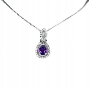 Zarte 925er Halskette mit natürlichen Amethyst Zirkonia