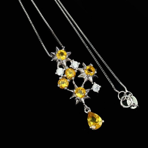 Silberkette mit natürlichen Citrin Zirkonia 925