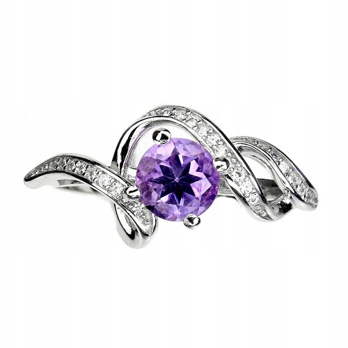 Silberring Größe 17 mit natürlichen Amethyst Zirkonia