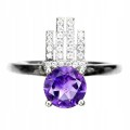 Silberring mit natürlichen Amethyst Zirkonia Größe 17