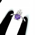 Silberring mit natürlichen Amethyst Zirkonia Größe 17