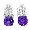 Zarte Ohrringe natürliche Amethyste Zirkonia 4