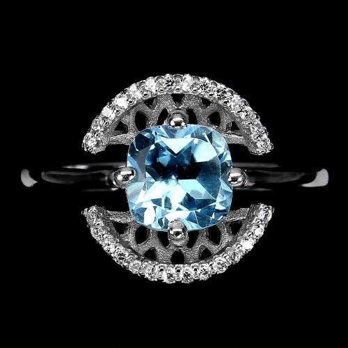 Silberring Sky Blue Topaz Zirkonia Größe 19
