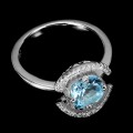 Silberring Sky Blue Topaz Zirkonia Größe 19
