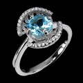 Silberring Sky Blue Topaz Zirkonia Größe 19