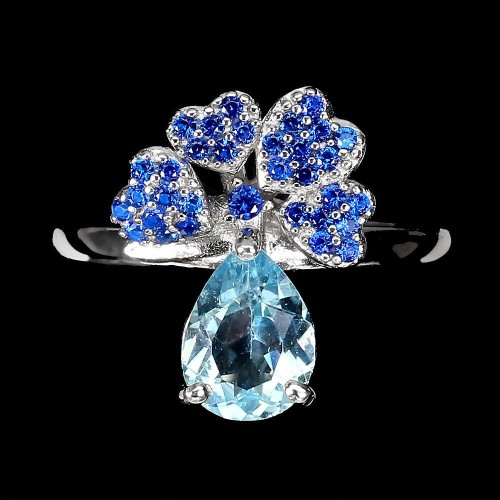 Silberring Sky Blue Topaz Zirkonia Größe 11
