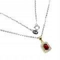 Zarte Halskette mit Granat und Zirkonia 925 