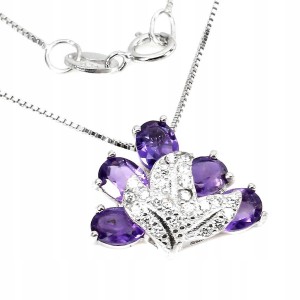 Silberkette natürliche Amethyste Zirkonia 20