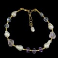 Armband 925 natürliche Amethyste Perlen Quarz