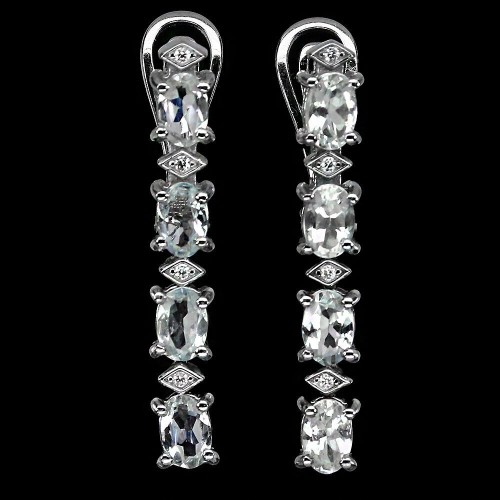 Ohrringe aus Sterlingsilber mit natürlichem Aquamarin und Zirkonia 1