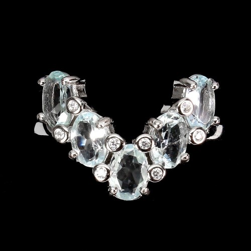 Ring 925 natürliche Aquamarin Zirkonia Größe 11,5