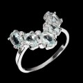 Ring 925 natürliche Aquamarin Zirkonia Größe 11,5