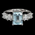 Ring Größe 14 silberne Sky Blue Topas Zirkonia