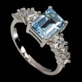 Ring Größe 14 silberne Sky Blue Topas Zirkonia