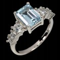 Ring Größe 14 silberne Sky Blue Topas Zirkonia