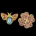 Ring Granat Topas Schmetterling Größe 14 verstellbar Kleeblatt