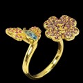 Ring Granat Topas Schmetterling Größe 14 verstellbar Kleeblatt