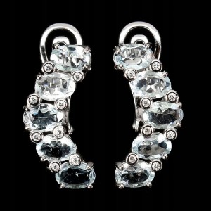 Ohrringe aus silber mit natürlichem Aquamarin und Zirkonia 1