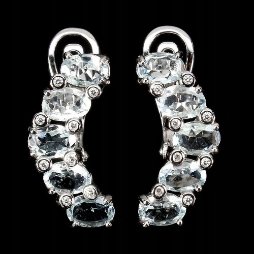 Ohrringe aus silber mit natürlichem Aquamarin und Zirkonia 1