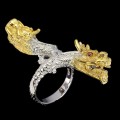 Ring mit Drachensaphiren aus natürlichem Silber - Größe 14