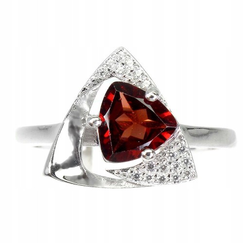 Ring 925er Sterlingsilber mit Granat - Größe 19 Zirkonia