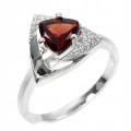 Ring 925er Sterlingsilber mit Granat - Größe 19 Zirkonia