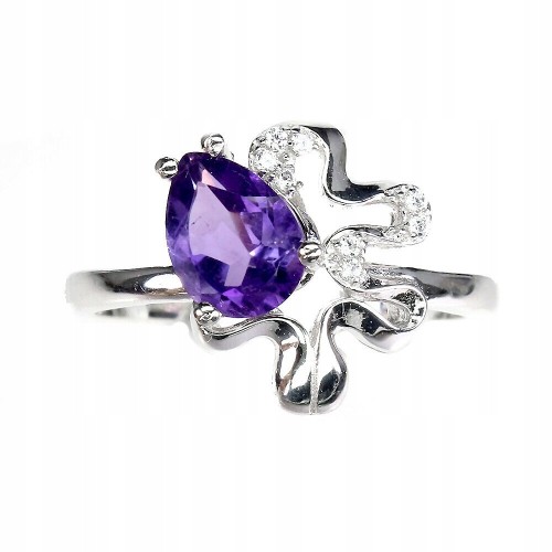 Silberring - Größe 14 natürliche Amethyst-Zirkonia