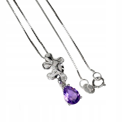 Eine zarte Halskette aus natürlichem 925er Amethyst-Zirkonia