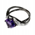 Ring aus Sterlingsilber mit natürlichen Amethyst Zirkonia Größe 11,5
