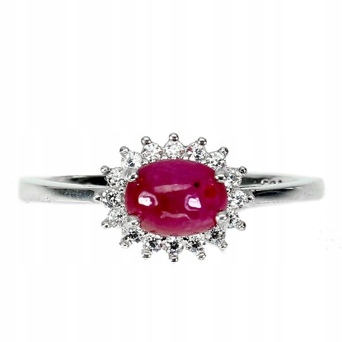 925 Zarte Ring Größe 16 natürlicher Rubin