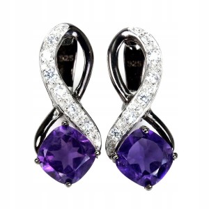Schöne Ohrringe 925 natürliche Amethyst-Zirkonia ​​1