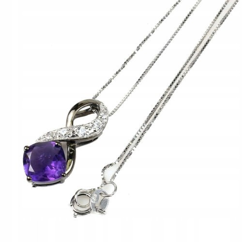 Schöne Halskette mit natürlichen Amethyst Zirkonia 925